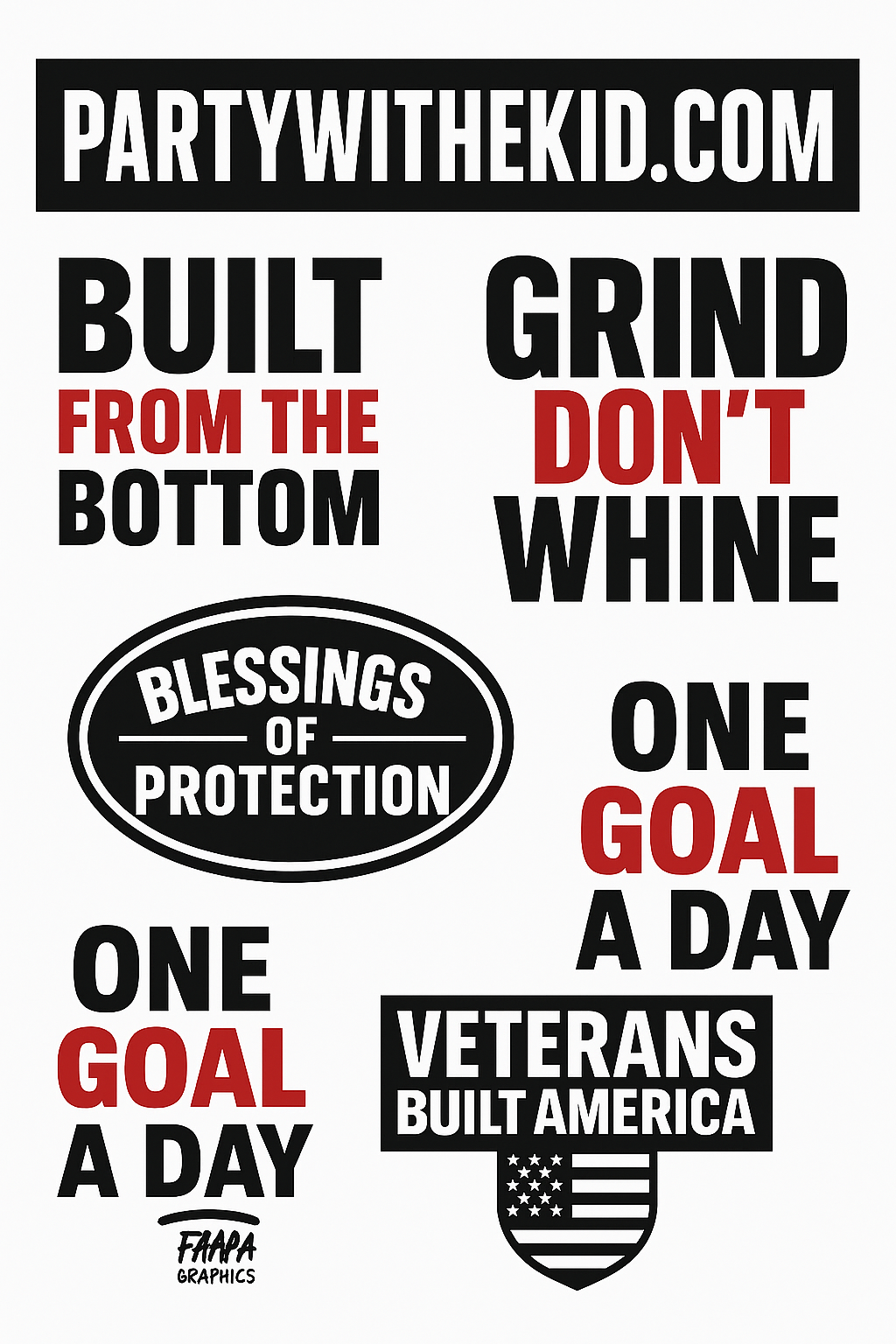 Custom 12x24 DTF Gang Sheet - PartyWitTheKid / FAAPA Graphics