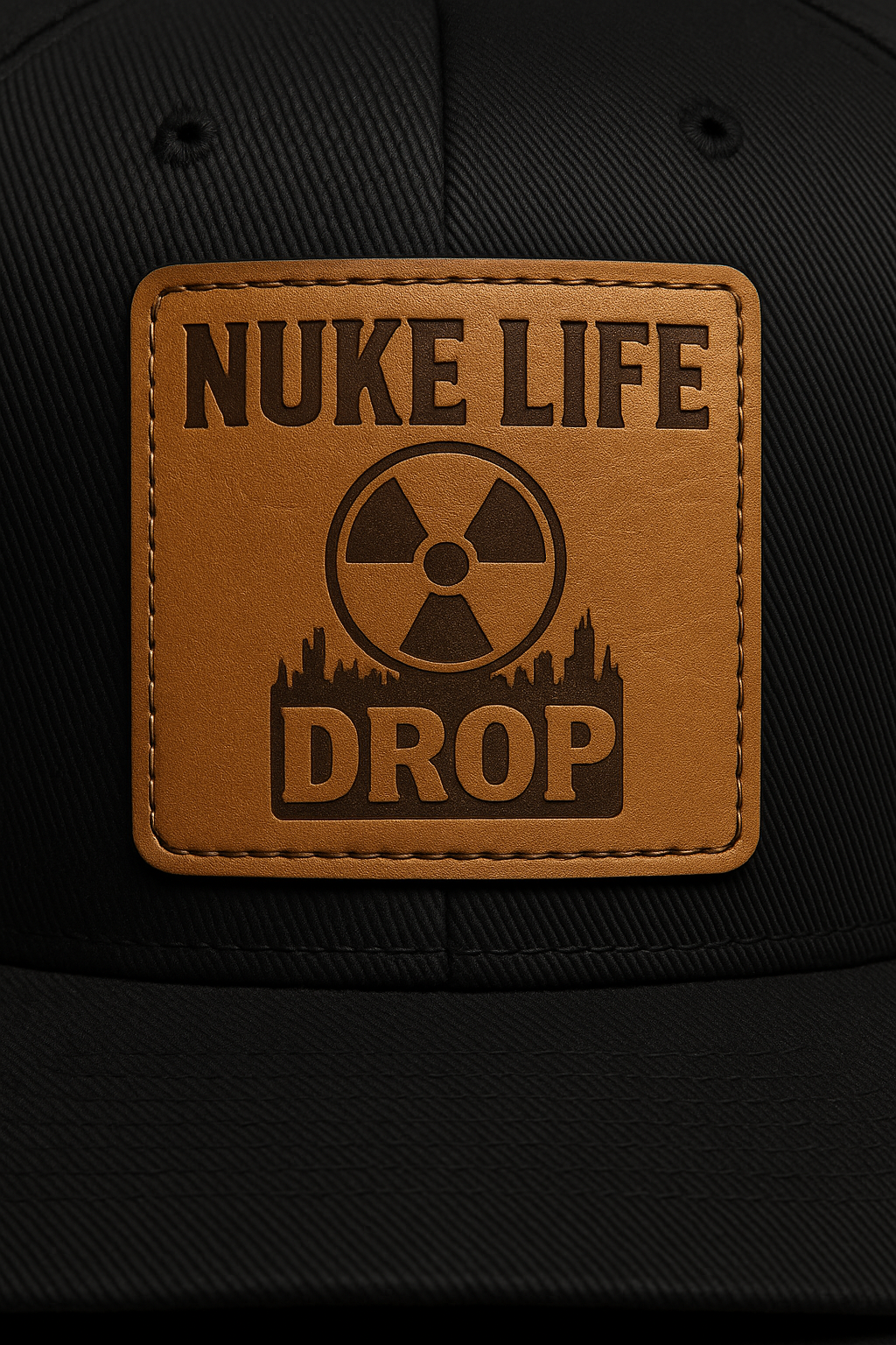 PWTK Leather Patch Hat - Black Flatbill