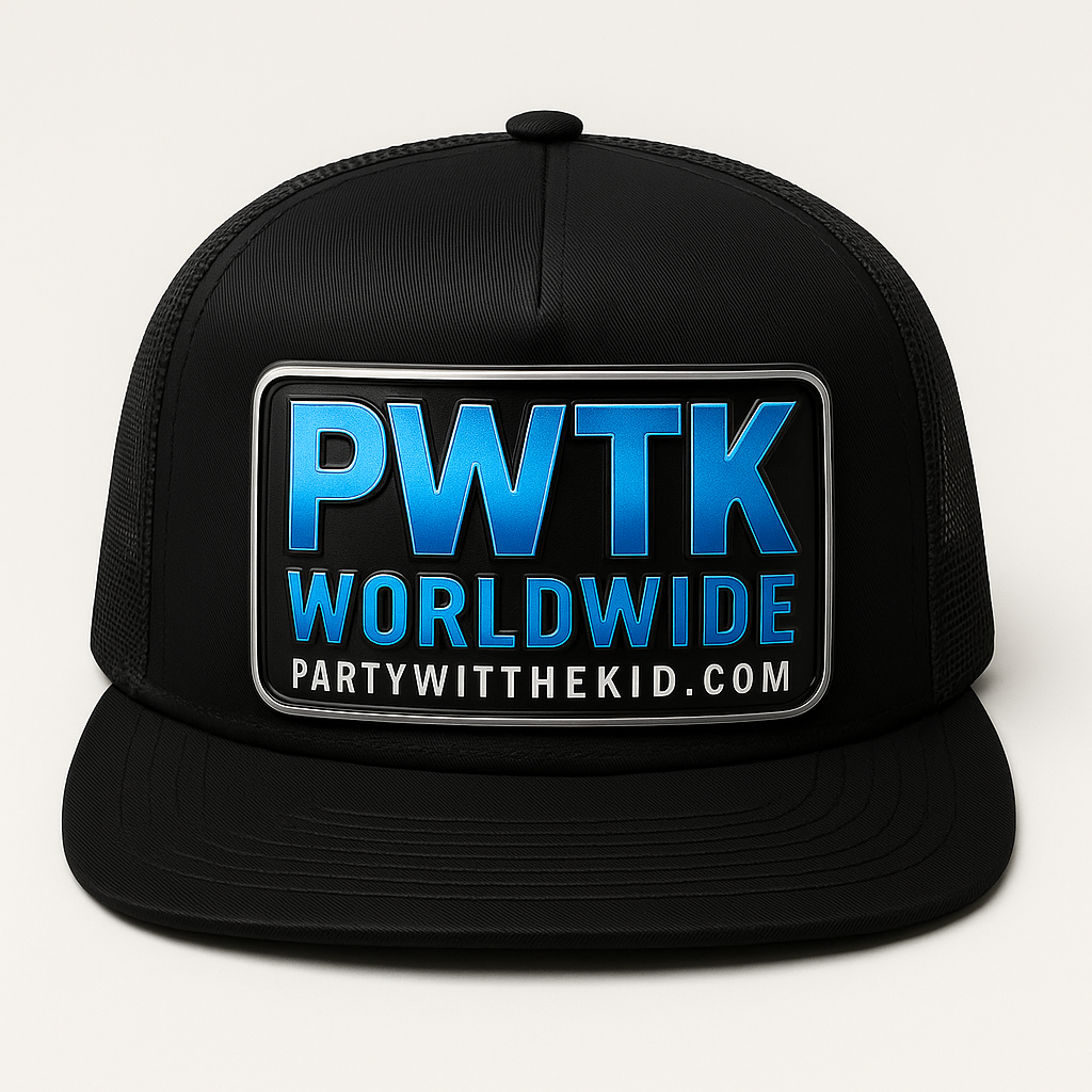Partywitthekid Acrylic Patch Hat - Black Flatbill